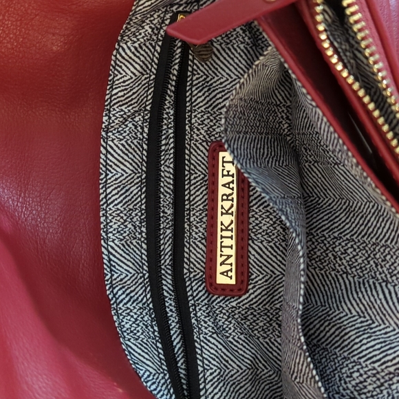 Red Antik Kraft Fold over bag - Picture 5 of 6